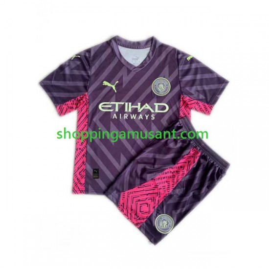 Maillot de Foot Manchester City Gardien Enfant Extérieur 2023-2024 Manche Courte