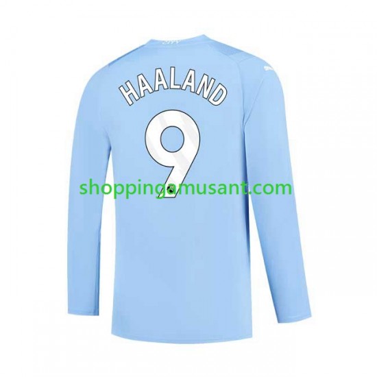 Maillot de Foot Manchester City Haaland 9 Homme Domicile 2023-2024 Manche Longue