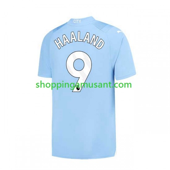 Maillot de Foot Manchester City Haaland 9 Homme Domicile 2023-2024 Manche Courte