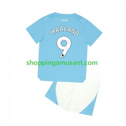 Maillot de Foot Manchester City Haaland 9 Enfant Domicile 2023-2024 Manche Courte
