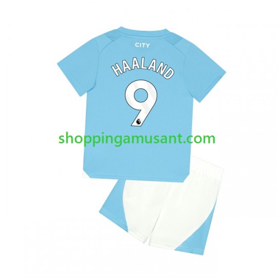 Maillot de Foot Manchester City Haaland 9 Enfant Domicile 2023-2024 Manche Courte