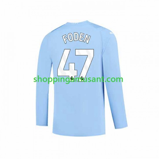 Maillot de Foot Manchester City Phil Foden 47 Homme Domicile 2023-2024 Manche Longue