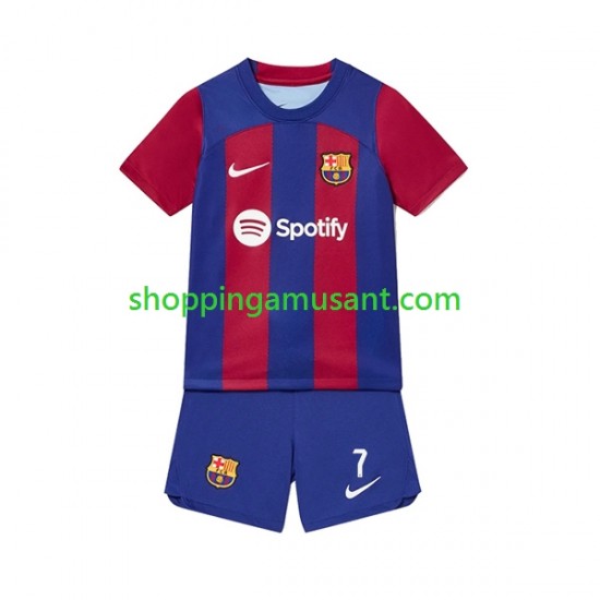 Maillot de Foot FC Barcelone Ousmane Dembele 7 Enfant Domicile 2023-2024 Manche Courte