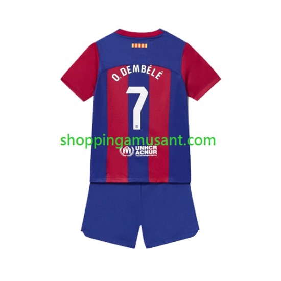 Maillot de Foot FC Barcelone Ousmane Dembele 7 Enfant Domicile 2023-2024 Manche Courte