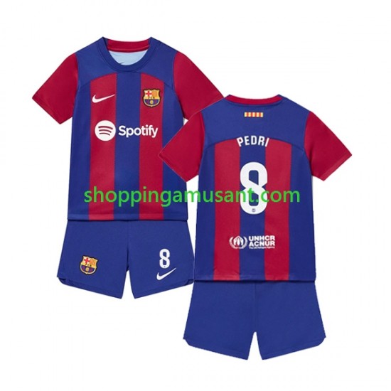 Maillot de Foot FC Barcelone Pedri 8 Enfant Domicile 2023-2024 Manche Courte