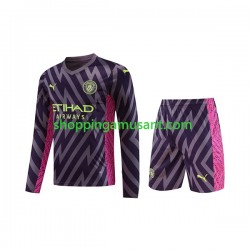 Maillot de Foot Manchester City Gardien Enfant Extérieur 2023-2024 Manche Longue