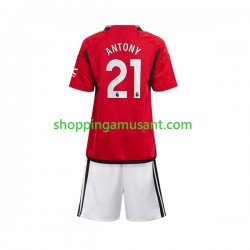 Maillot de Foot Manchester United Antony Matheus 21 Enfant Domicile 2023-2024 Manche Courte