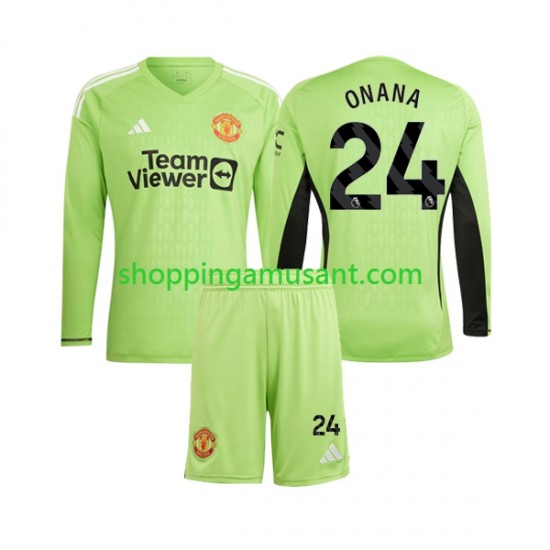 Maillot de Foot Manchester United Andre Onana 24 Gardien Enfant Domicile 2023-2024 Manche Longue