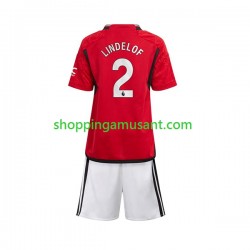 Maillot de Foot Manchester United Lindelof 2 Enfant Domicile 2023-2024 Manche Courte