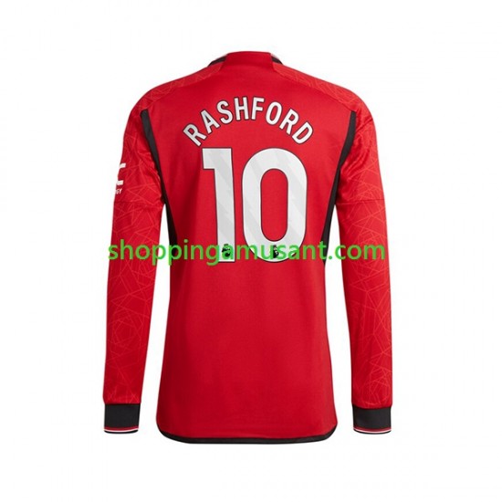 Maillot de Foot Manchester United Marcus Rashford 10 Homme Domicile 2023-2024 Manche Longue