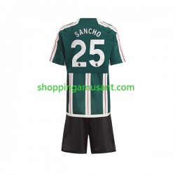 Maillot de Foot Manchester United Sancho 25 Enfant Extérieur 2023-2024 Manche Courte