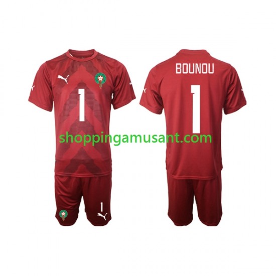 Maillot de Foot Maroc Yassine Bounou 1 Gardien Enfant Domicile 2022 Manche Courte