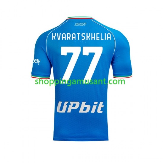 Maillot de Foot Naples Khvicha Kvaratskhelia 77 Homme Domicile 2023-2024 Manche Courte