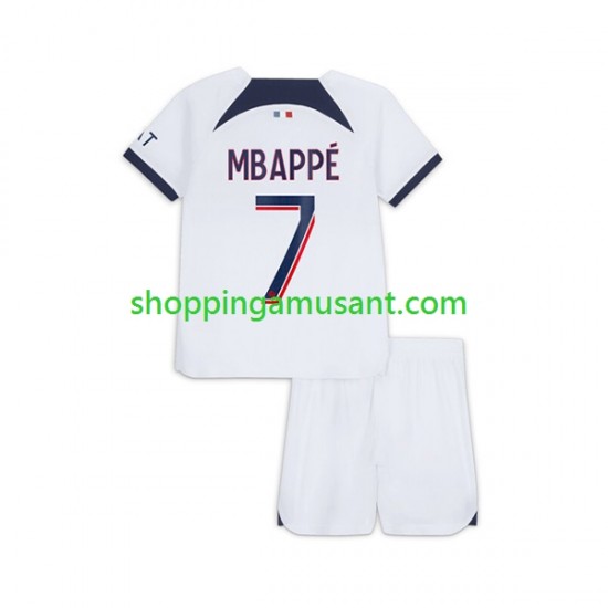 Maillot de Foot Paris Saint-Germain Mbappé Kylian 7 Enfant Extérieur 2023-2024 Manche Courte