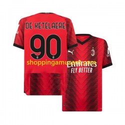 Maillot de Foot AC Milan Charles De Ketelaere 90 Homme Domicile 2023-2024 Manche Courte