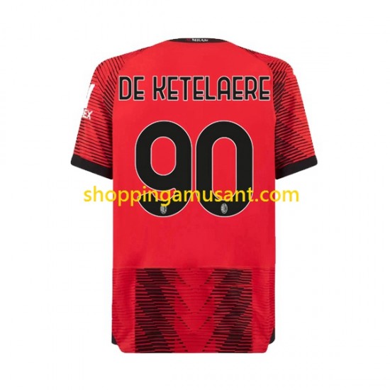 Maillot de Foot AC Milan Charles De Ketelaere 90 Homme Domicile 2023-2024 Manche Courte