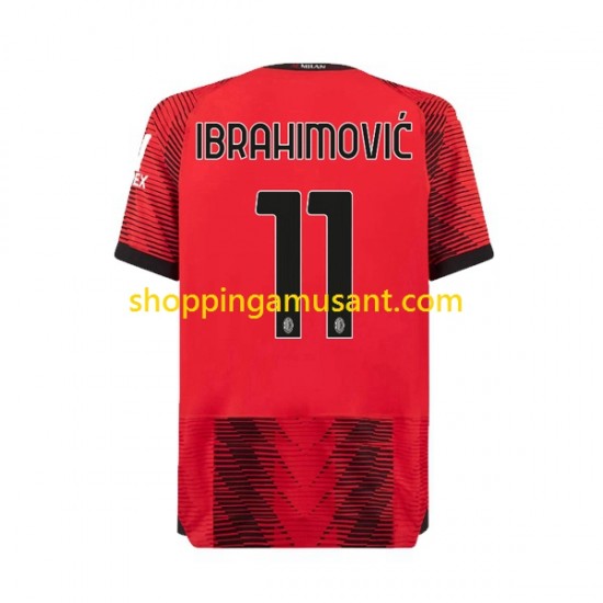 Maillot de Foot AC Milan Ibrahimović 11 Homme Domicile 2023-2024 Manche Courte