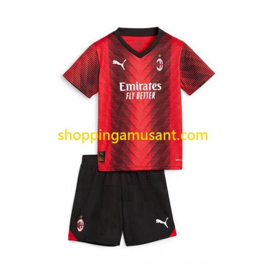Maillot de Foot AC Milan Enfant Domicile 2023-2024 Manche Courte
