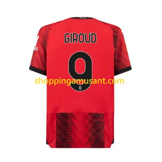Maillot de Foot AC Milan Olivier Giroud 9 Homme Domicile 2023-2024 Manche Courte