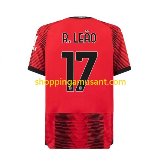 Maillot de Foot AC Milan Rafael Leao 17 Homme Domicile 2023-2024 Manche Courte