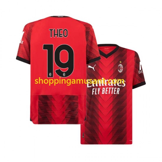 Maillot de Foot AC Milan Theo Hernandez 19 Homme Domicile 2023-2024 Manche Courte