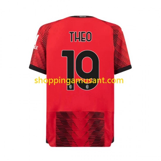 Maillot de Foot AC Milan Theo Hernandez 19 Homme Domicile 2023-2024 Manche Courte