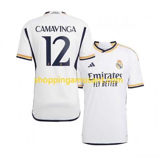 Maillot de Foot Real Madrid Camavinga 12 Homme Domicile 2023-2024 Manche Courte