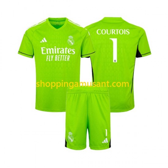 Maillot de Foot Real Madrid Thibaut Courtois 1 Gardien Enfant Domicile 2023-2024 Manche Courte