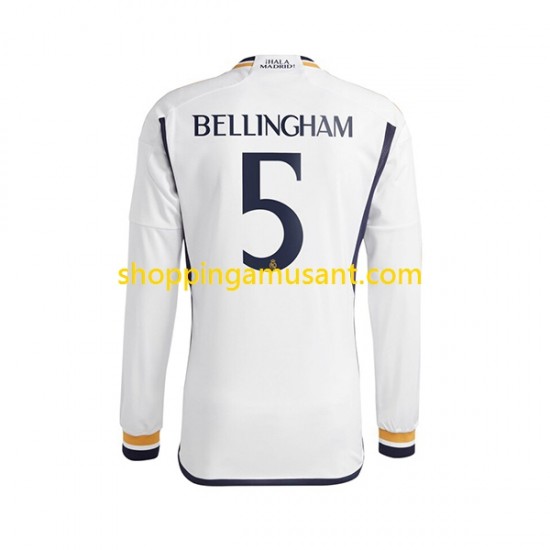 Maillot de Foot Real Madrid Jude Bellingham 5 Homme Domicile 2023-2024 Manche Longue