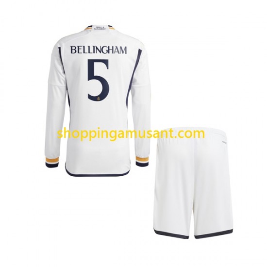 Maillot de Foot Real Madrid Jude Bellingham 5 Enfant Domicile 2023-2024 Manche Longue