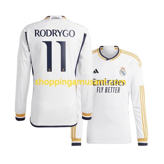 Maillot de Foot Real Madrid Rodrygo Goes 11 Homme Domicile 2023-2024 Manche Longue