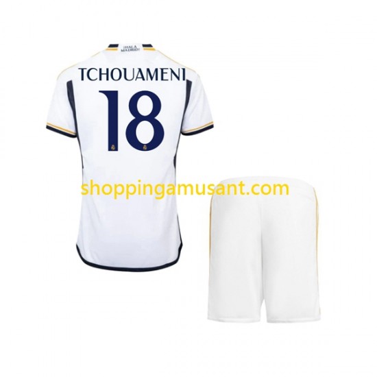 Maillot de Foot Real Madrid TCHOUAMENI 18 Enfant Domicile 2023-2024 Manche Courte