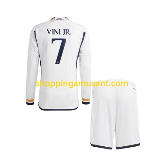 Maillot de Foot Real Madrid Vinicius Junior 7 Enfant Domicile 2023-2024 Manche Longue