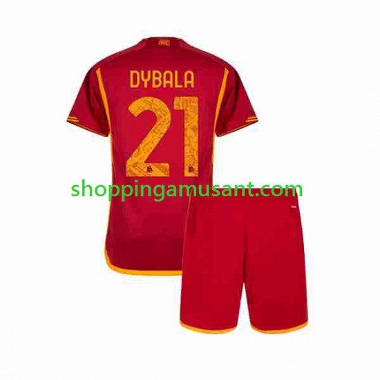 Maillot de Foot AS Rome Paulo Dybala 21 Enfant Domicile 2023-2024 Manche Courte