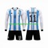 Maillot de Foot Argentine 3 Stars Di Maria 11 Enfant Domicile Coupe du Monde 2022 Manche Longue