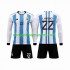 Maillot de Foot Argentine 3 Stars Lautaro Martinez 22 Enfant Domicile Coupe du Monde 2022 Manche Longue