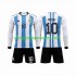 Maillot de Foot Argentine 3 Stars Lionel Messi 10 Enfant Domicile Coupe du Monde 2022 Manche Longue
