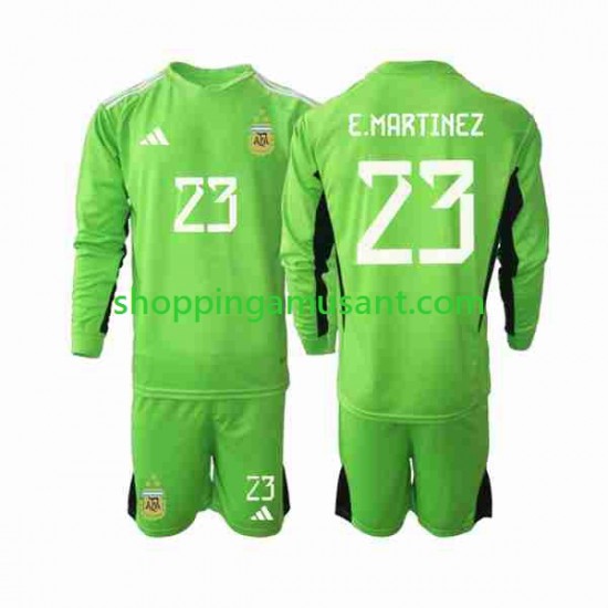Maillot de Foot Argentine Emiliano Martinez 23 Gardien Enfant Domicile Coupe du Monde 2022 Manche Longue