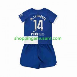 Maillot de Foot Atlético Madrid 2 Marcos Llorente 14 Enfant Extérieur 2023-2024 Manche Courte