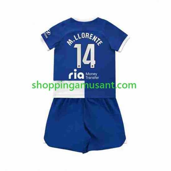 Maillot de Foot Atlético Madrid 2 Marcos Llorente 14 Enfant Extérieur 2023-2024 Manche Courte