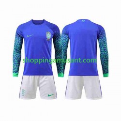 Maillot de Foot Brésil Enfant Extérieur Coupe du Monde 2022 Manche Longue