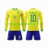 Maillot de Foot Brésil Neymar Jr 10 Enfant Domicile Coupe du Monde 2022 Manche Longue