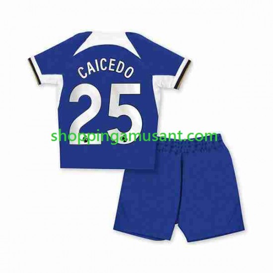 Maillot de Foot Chelsea Moises Caicedo 25 Enfant Domicile 2023-2024 Manche Courte