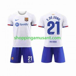 Maillot de Foot FC Barcelone Frenkie de Jong 21 Enfant Extérieur 2023-2024 Manche Courte