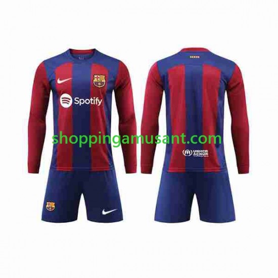 Maillot de Foot FC Barcelone Enfant Domicile 2023-2024 Manche Longue