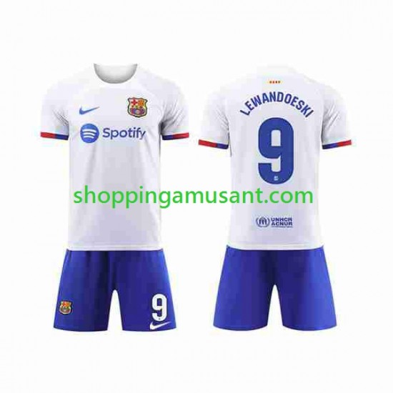 Maillot de Foot FC Barcelone LEWANDOWSKI 9 Enfant Extérieur 2023-2024 Manche Courte