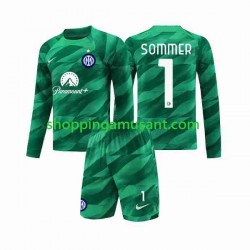 Maillot de Foot Inter Milan Sommer 1 Gardien Enfant Extérieur 2023-2024 Manche Longue