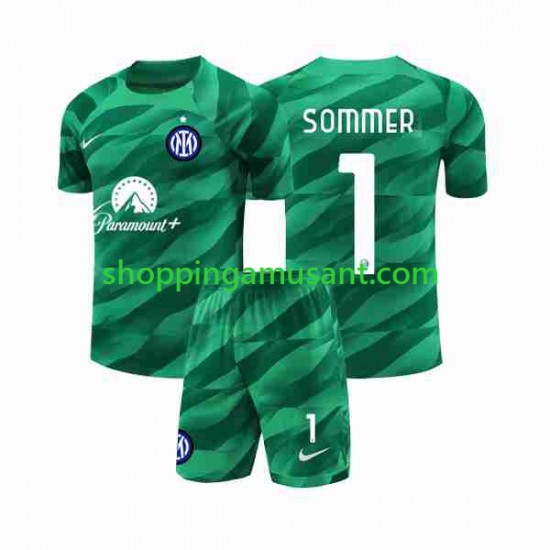 Maillot de Foot Inter Milan Sommer 1 Gardien Enfant Extérieur 2023-2024 Manche Courte