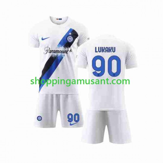 Maillot de Foot Inter Milan Lukaku 90 Enfant Extérieur 2023-2024 Manche Courte