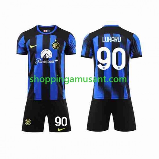 Maillot de Foot Inter Milan Lukaku 90 Enfant Domicile 2023-2024 Manche Courte